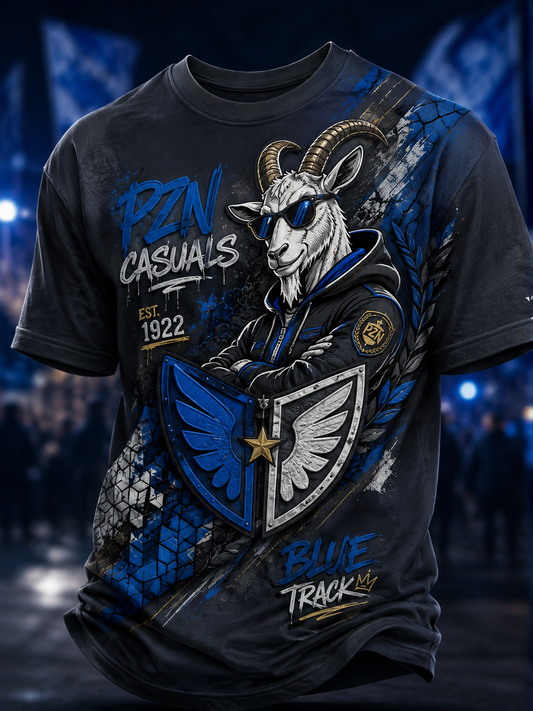 Męski t-shirt z krótkim rękawem w stylu polskiej kultury piłkarskiej Kolejorz