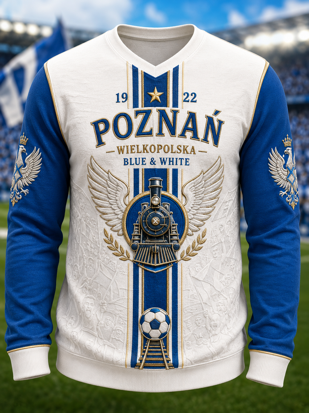 Męski polski koszulka piłkarska Kolejorz z długim rękawem
