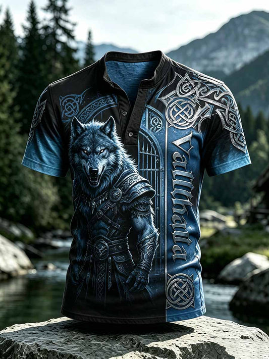 Męska koszulka z nadrukiem Retro Viking Valhalla