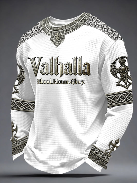 Męski wafelkowy top w stylu wikingów Valhalla