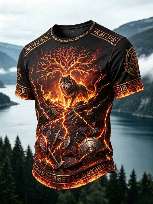 Męska koszulka z nadrukiem retro wojownika Viking
