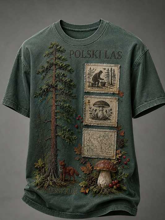 Męski T-shirt z krótkim rękawem z motywem Grzybobranie