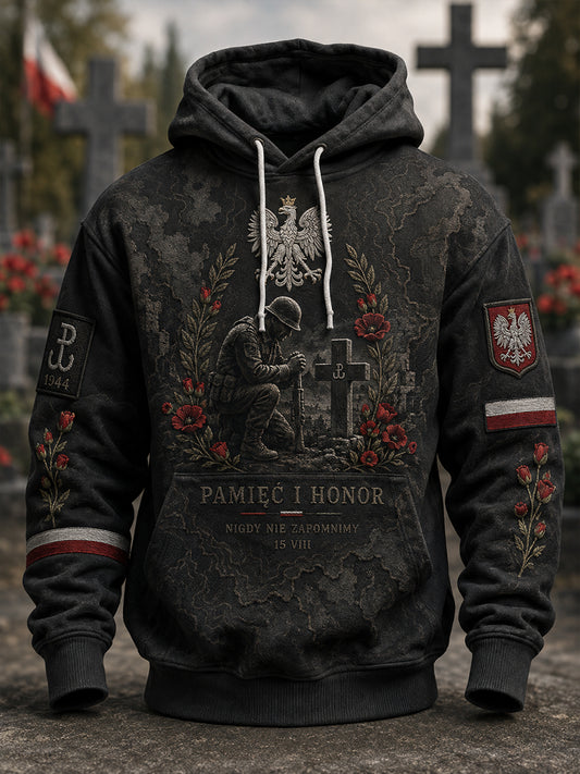 Męska polska kultura wojskowa oversize bluza z kapturem z kieszeniami
