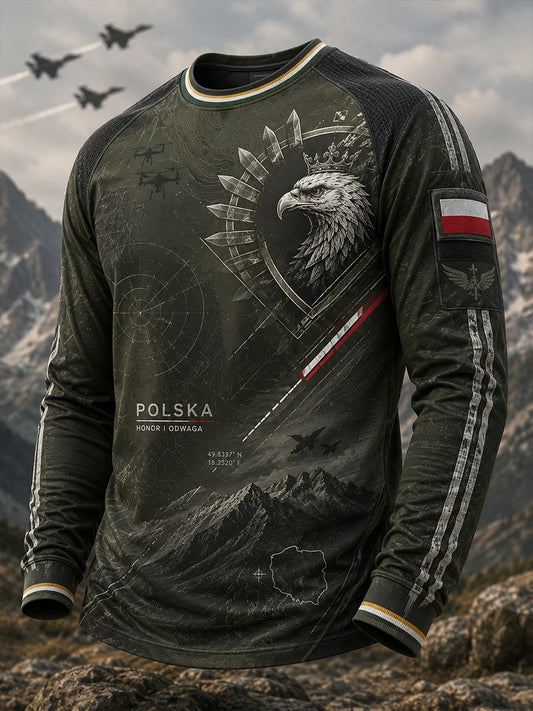Męska polska kultura wojskowa Wafel z długim rękawem T-Shirt