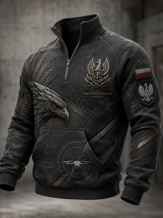 Męska polska kultura wojskowa bluza z półzamkiem Stand Collar