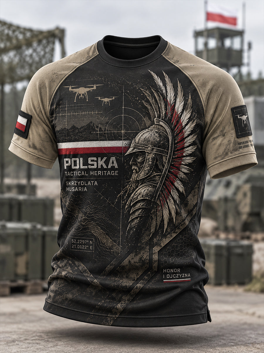 Koszulka męska z krótkim rękawem w stylu wojskowym, polska kultura