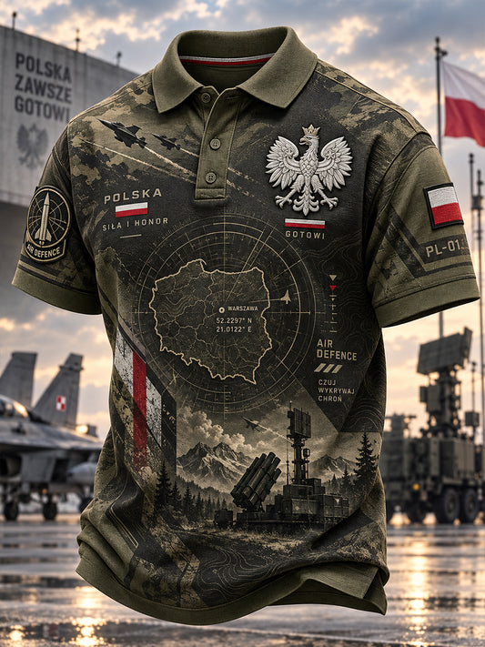 Polo męskie z motywami kultury wojskowej polskiej