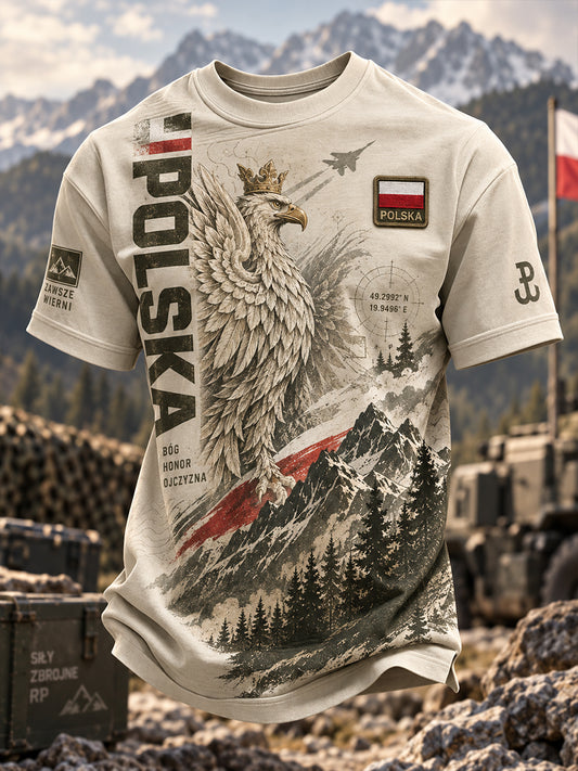 Męski t-shirt wojskowy polskich sił zbrojnych z krótkim rękawem