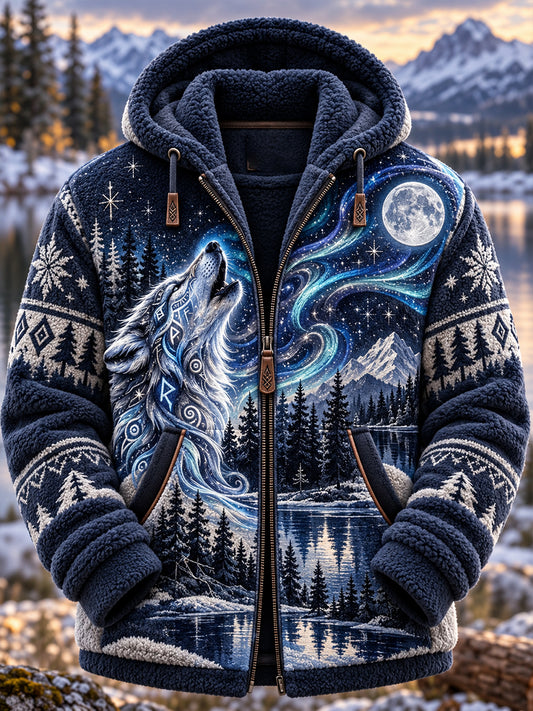 Męska kurtka flanelowa z kapturem Nordic Forest Animal