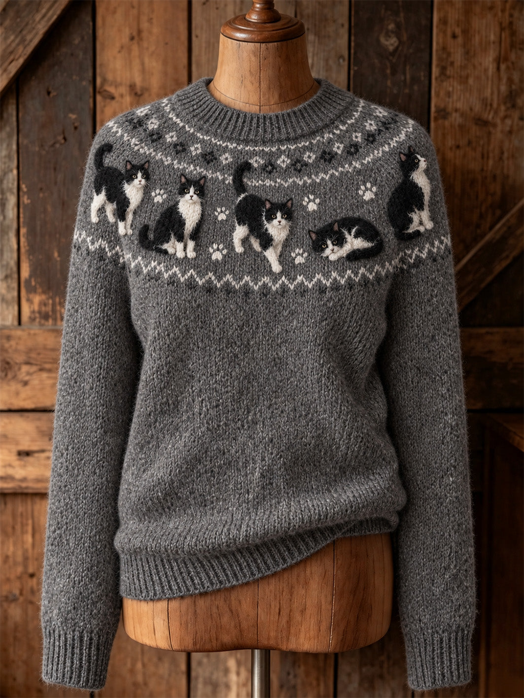 Damski słodki kot w stylu casual sweter z długim rękawem