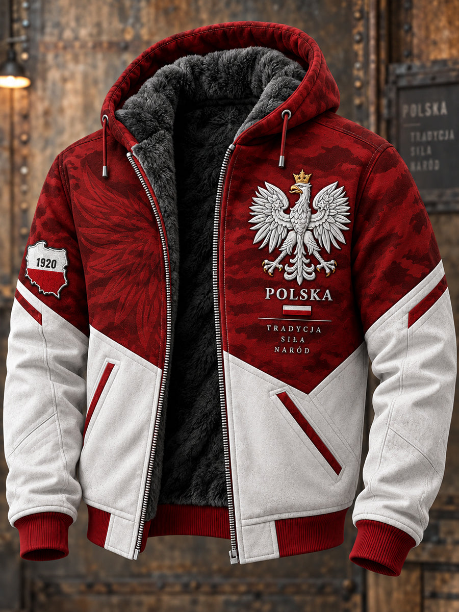 Męska polska kurtka polarowa z kapturem
