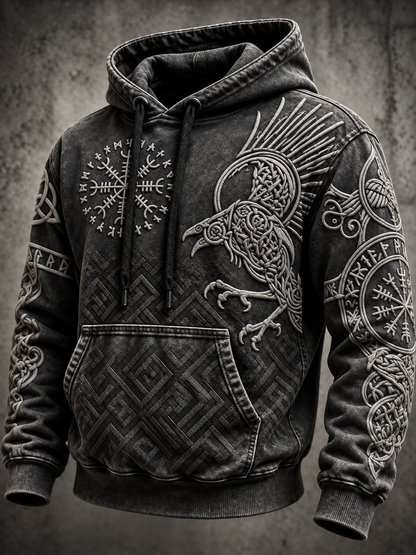 Męska bluza z kapturem w stylu vintage Viking Totem