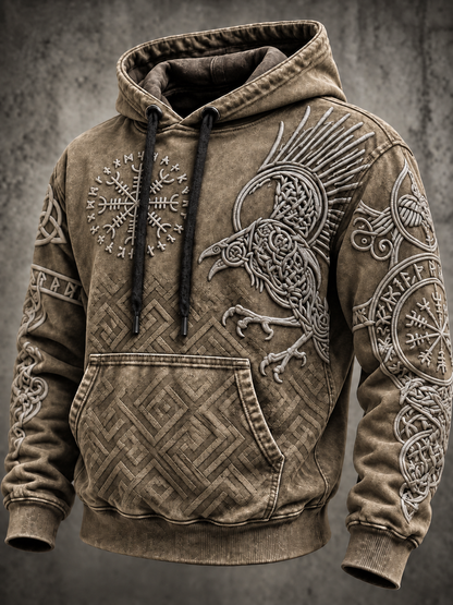 Męska bluza z kapturem w stylu vintage Viking Totem