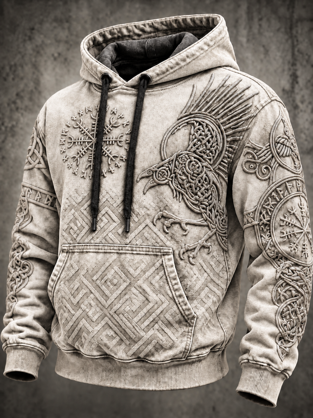 Męska bluza z kapturem w stylu vintage Viking Totem