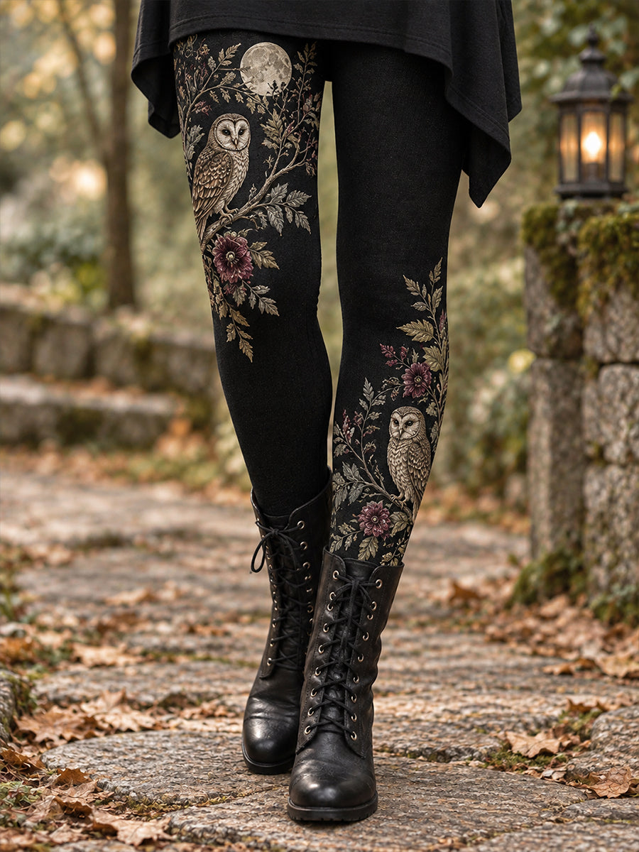 Damskie legginsy z nadrukiem kwiatowym na jesień/zimę
