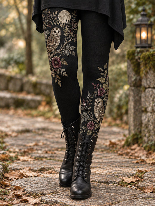 Damskie legginsy z nadrukiem kwiatowym na jesień/zimę