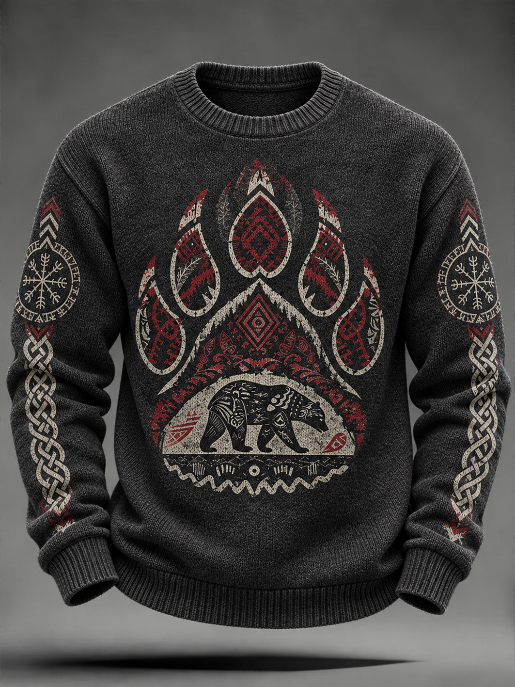 Męski sweter z imitacją swobodnej imitacji swetra w stylu retro w stylu wikingów