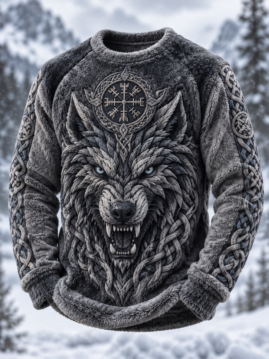 Męski top flanelowy w stylu wikingów