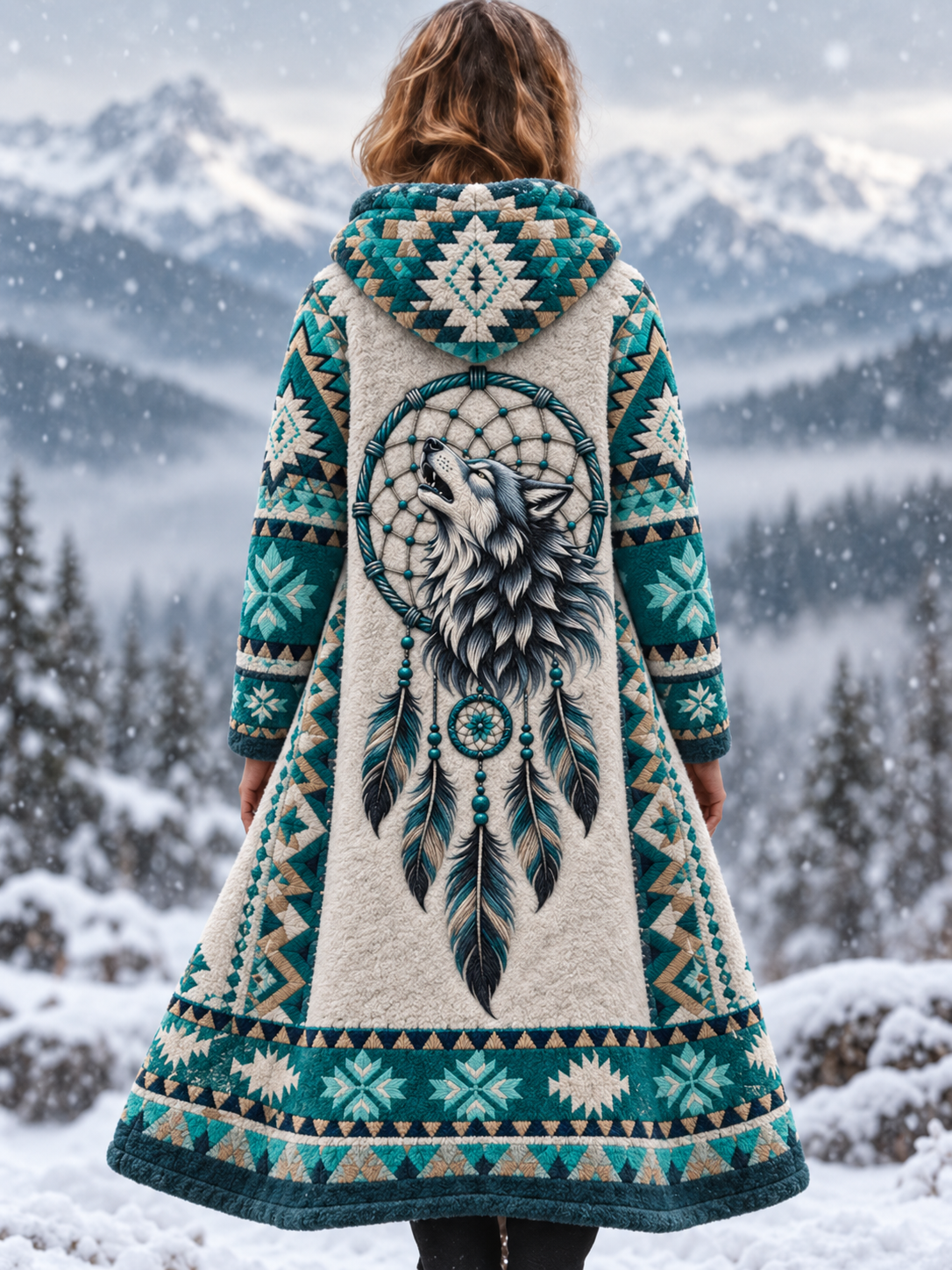 Damska kurtka flanelowa Vintage Viking Animal w stylu azteckim