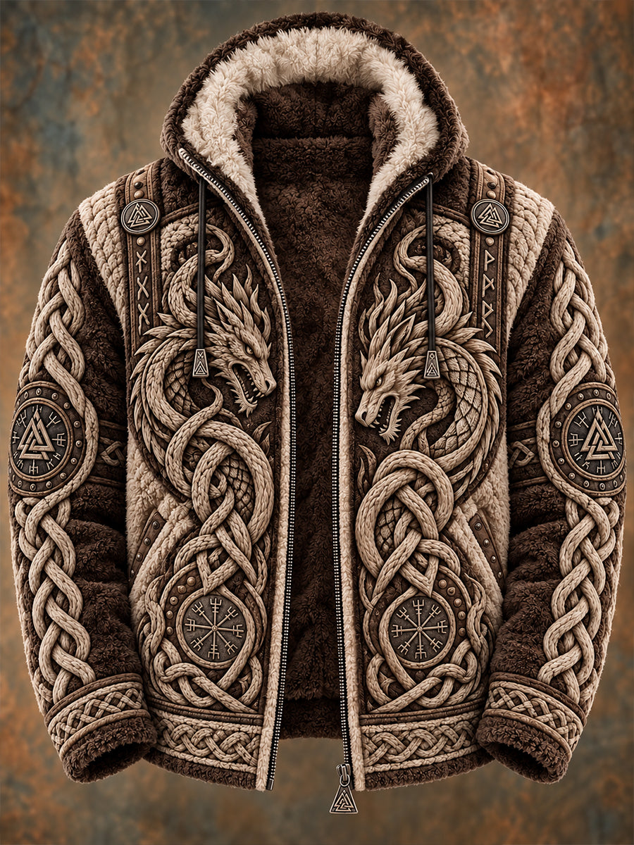 Męska bluza z kapturem z długim rękawem Viking z polarem