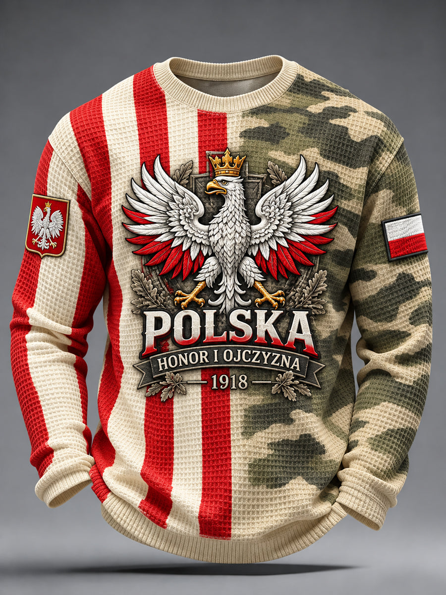 Männer Militär Kultur Waffel Langarm T-Shirt