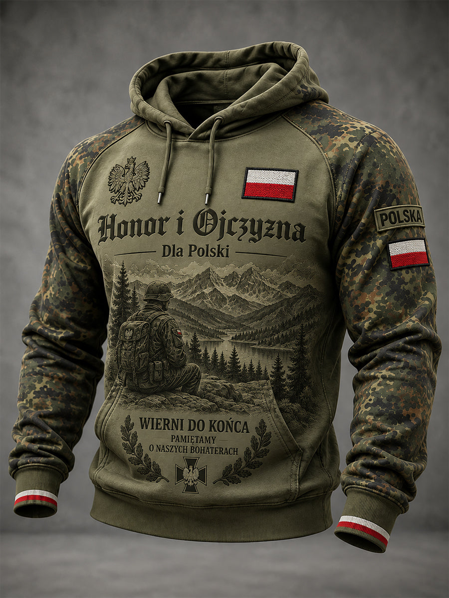 Herren-Militär kultur Übergroßer Schulter-Hoodie mit Taschen