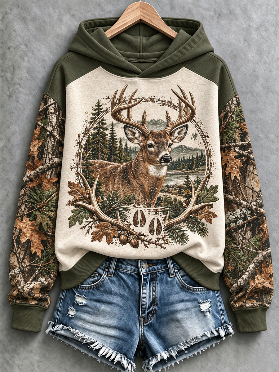 Damska bluza z nadrukiem Camo w stylu vintage